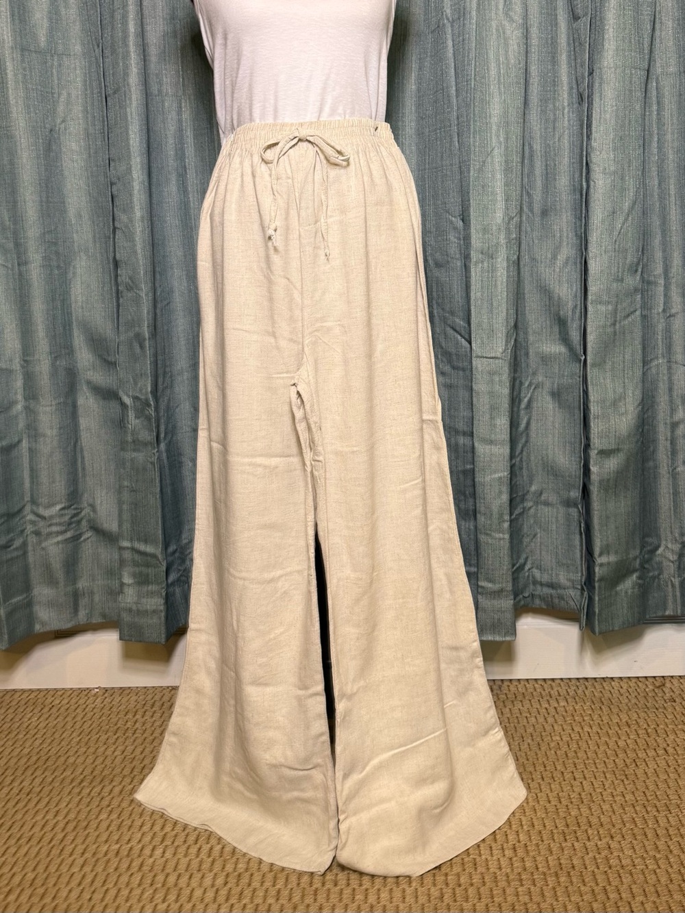 Altar'd State Cream Drawstring Wide-Leg Pants